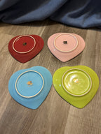 Classic Coffee and Tea brand heart tea plates multicolor - set of 4