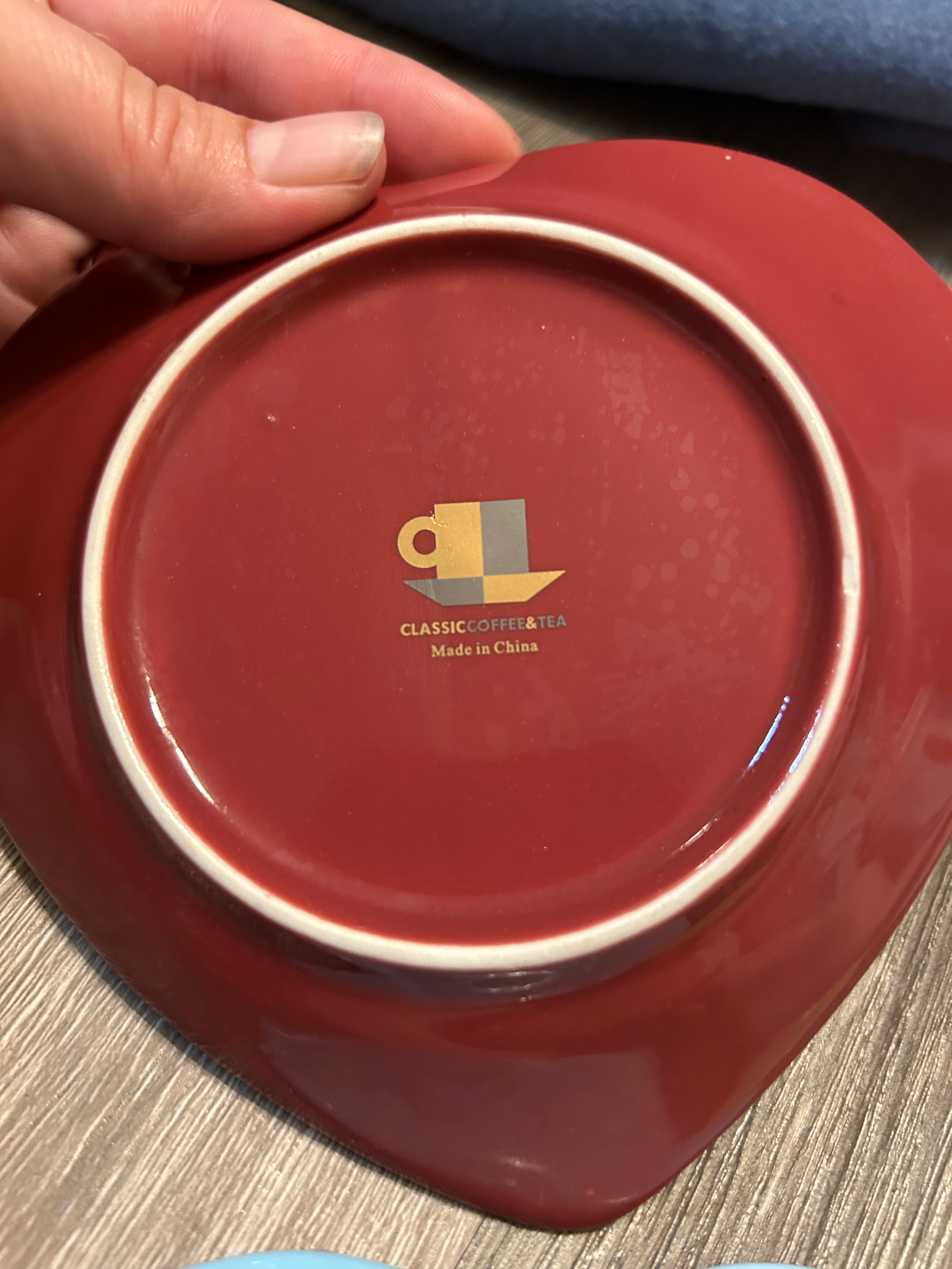 Classic Coffee and Tea brand heart tea plates multicolor - set of 4