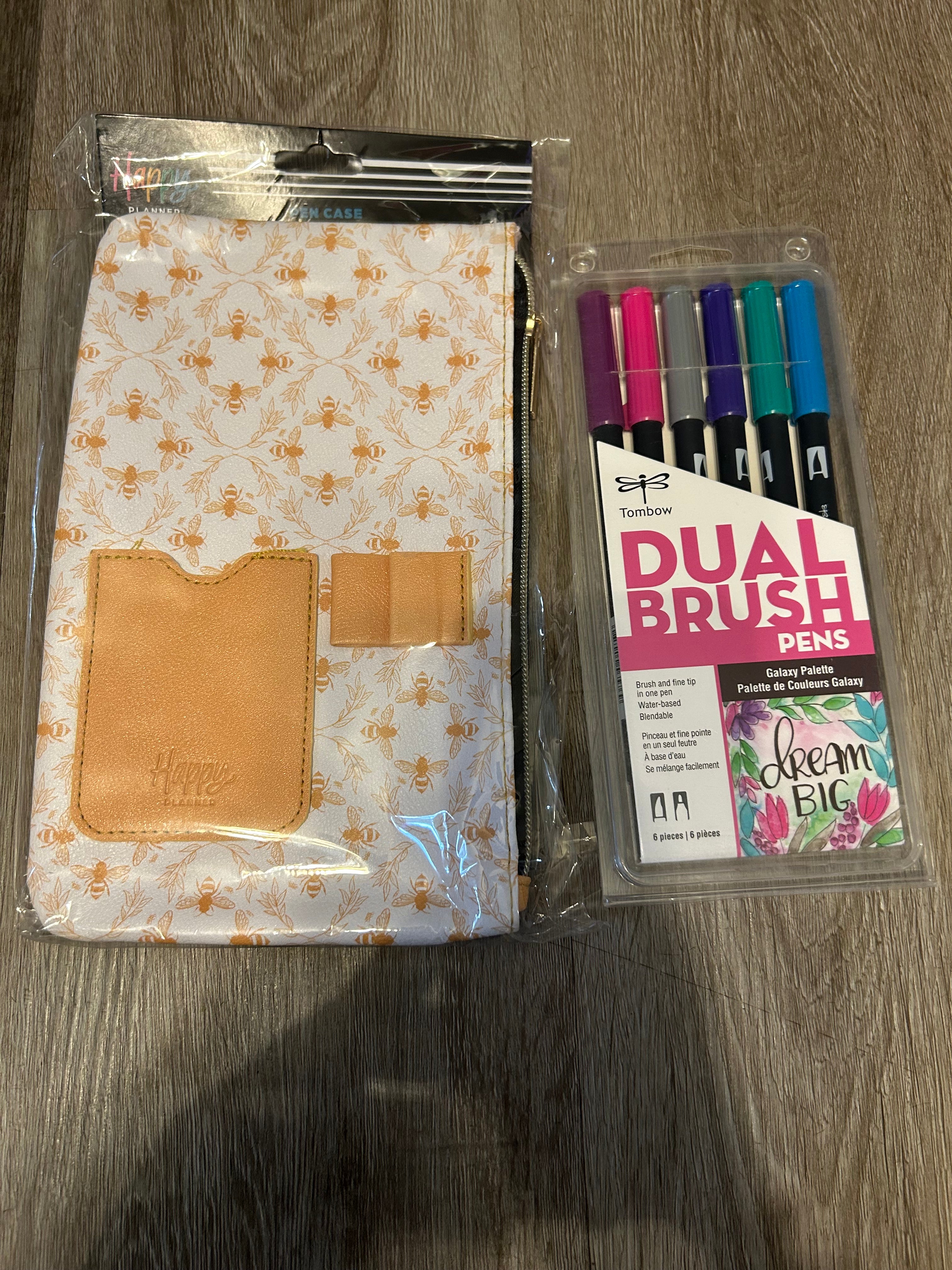 Happy planner pencil bag and tombow marker set